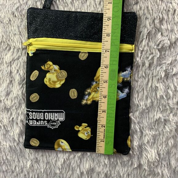 Super Mario Bros Purse Small Black Yellow Gold White New 2 Handmade Nintendo - Picture 8 of 9